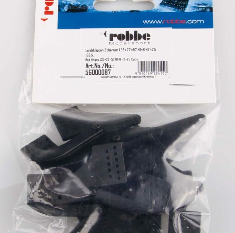 Robbe Modellsport Landeklappen-Scharnier L57mm schwarz Kunststoff 10Stk. | # 56000087