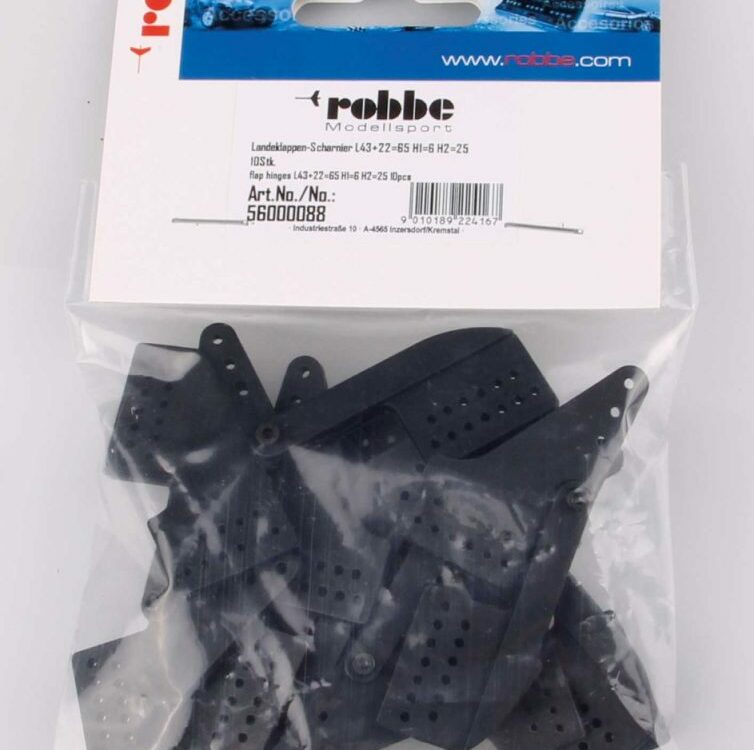 Robbe Modellsport Landeklappen-Scharnier L65mm schwarz Kunststoff 10Stk. | # 56000088