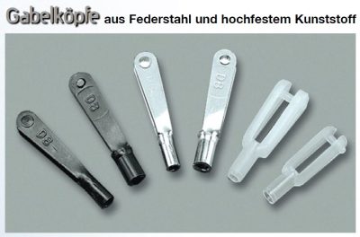 Löt-Gabelköpfe Federstahl verzinnt 5/64“ – 2mm – 2 Stück (mitte im Bild), #1070096