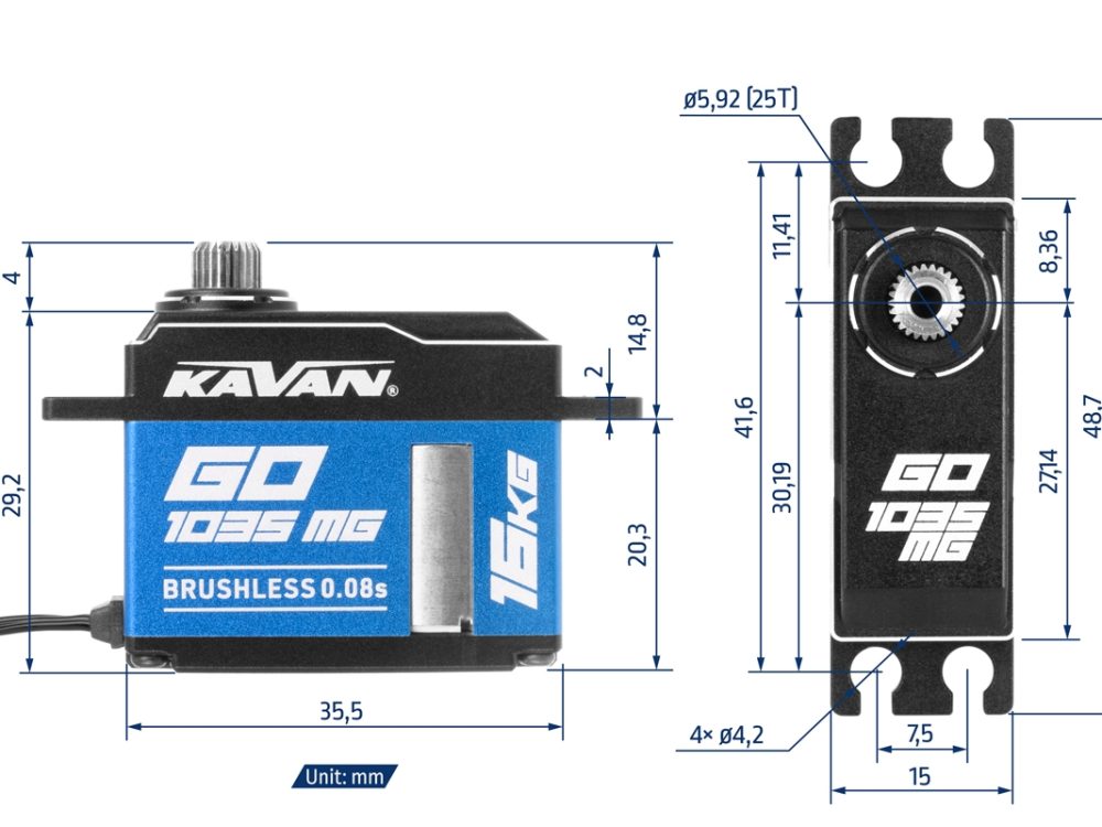 KAVAN Servo GO-1035MG (0.08s/60°, 16kg.cm) | # KAV20.1035MG