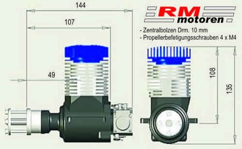 ROTO RM25V – Benzinmotor incl. Auslaßdichtung und Dämpfer | # 2305.000