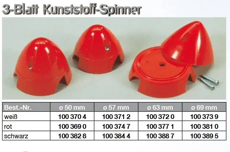 3-BLATT-SPINNER | vers. Größen | vers. Farben | für Elektro und Verbrenner