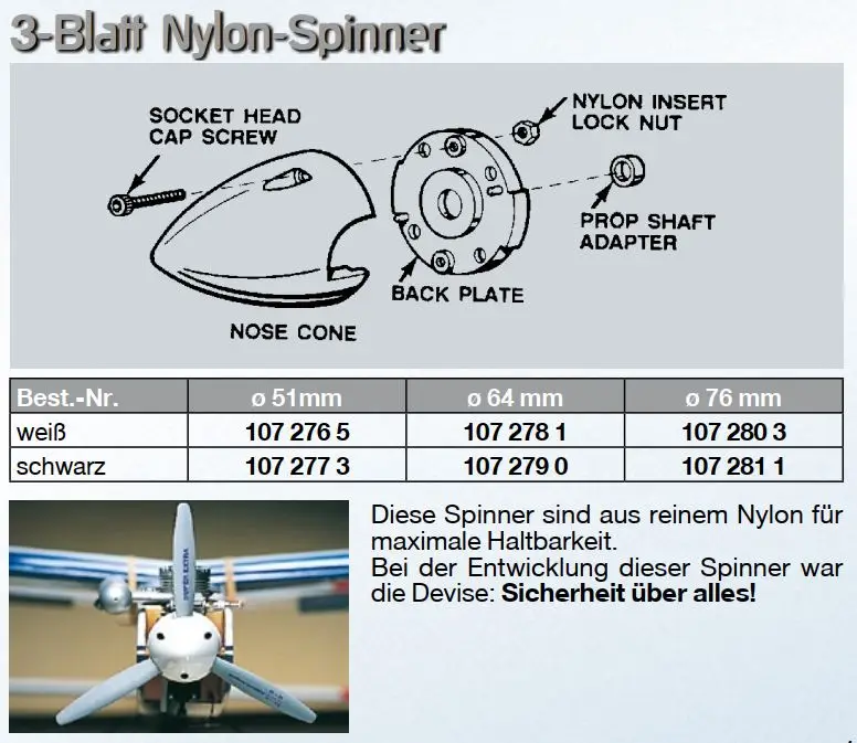 Nylon-Spinner f. Dreiblattpropeller