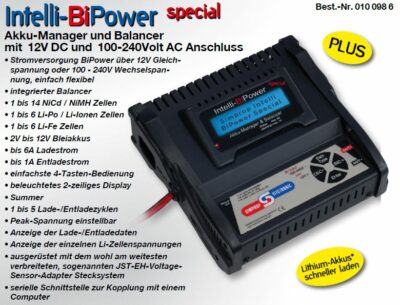 Intelli-BiPower special Akku-Manager und Balancer mit 12V DC und 100-240Volt AC Anschluss | # 0100986