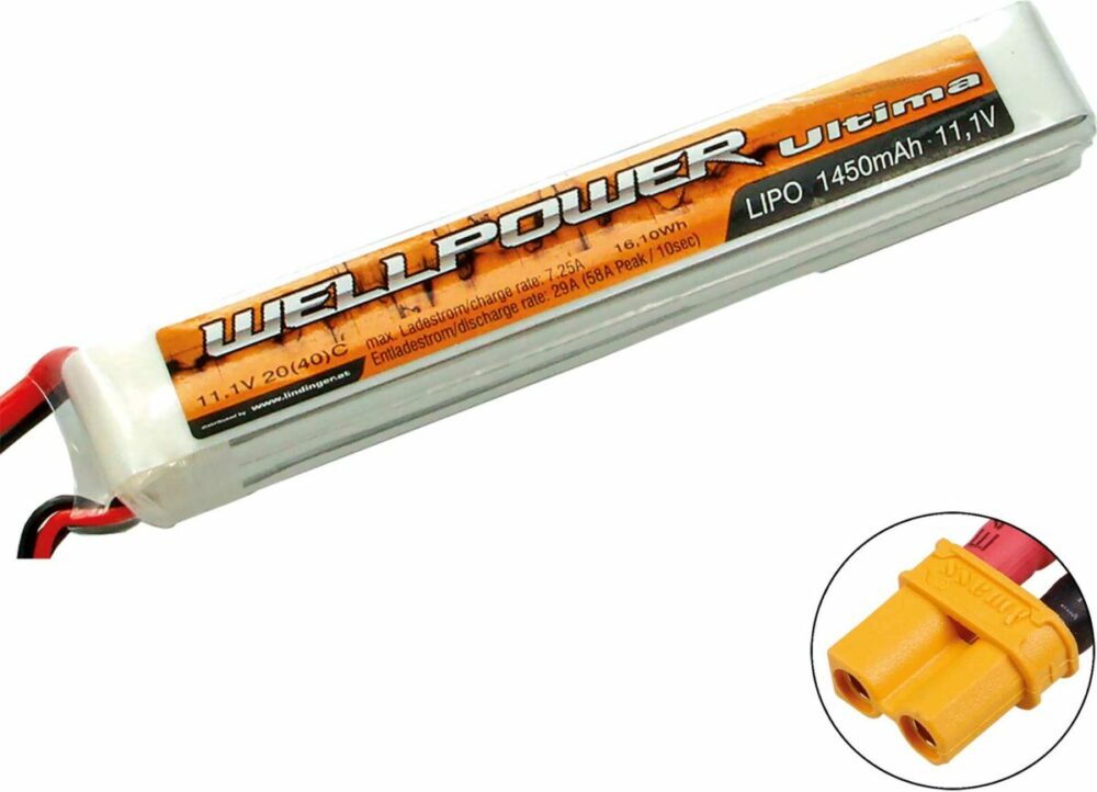 WELLPOWER Lipo Akku ULTIMA 1450 mAh / 11,1 Volt 3S "SLIM" 20/40C XT-30 | # 9787518