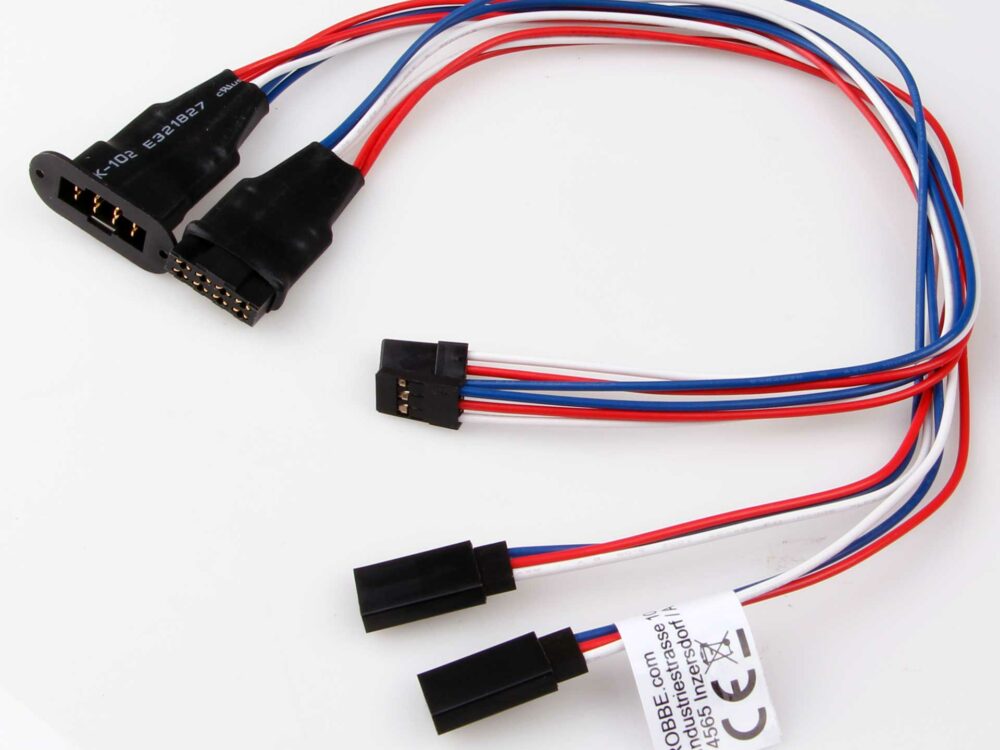 Robbe Modellsport Kabelsatz für 2 Servos MPX 8-pin Hochstrom Stecker System auf Futaba 300mm 22AWG/0,32²mm 1 Satz | # 46314