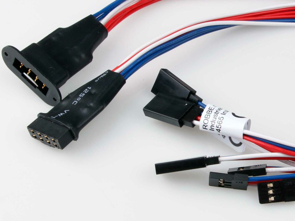 Robbe Modellsport Kabelsatz für 3 Servos MPX 8-pin Hochstrom Stecker System auf Futaba 300mm 22AWG/0,32²mm 1 Satz | # 46315