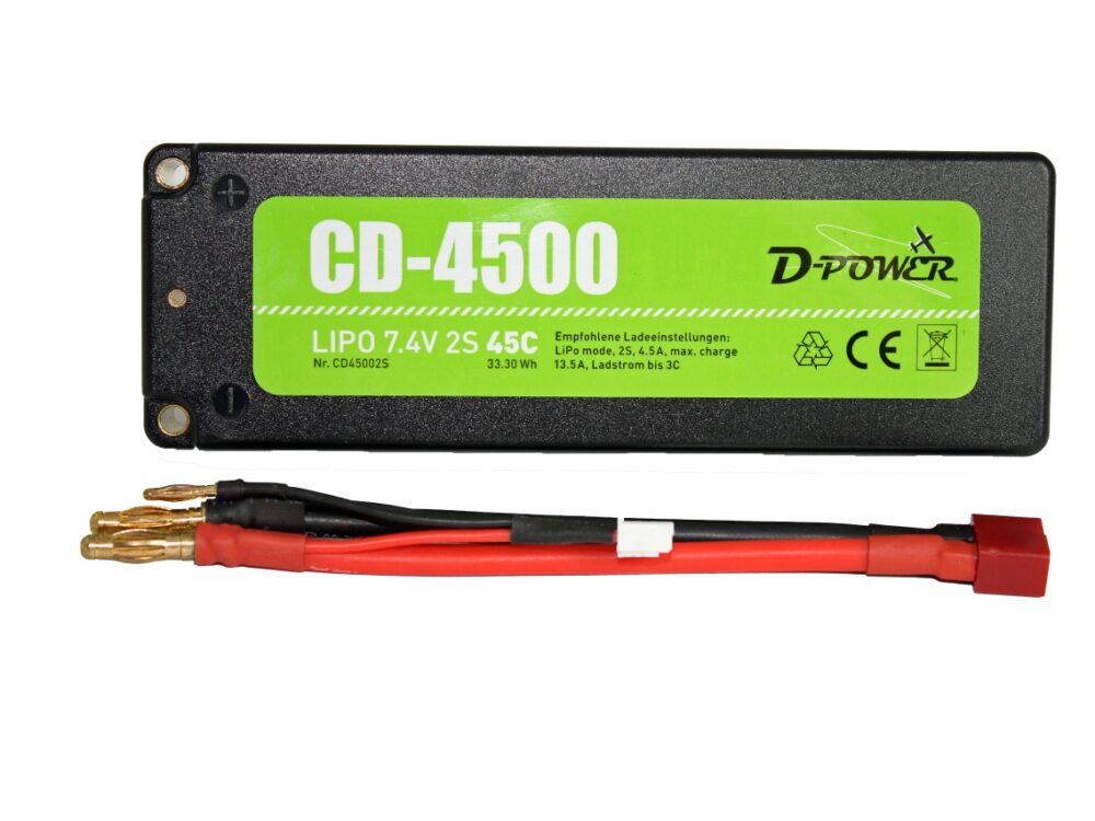 D-Power CD-4500/2S Lipo 7.4V 2S 45C mit T-Stecker | # CD45002S