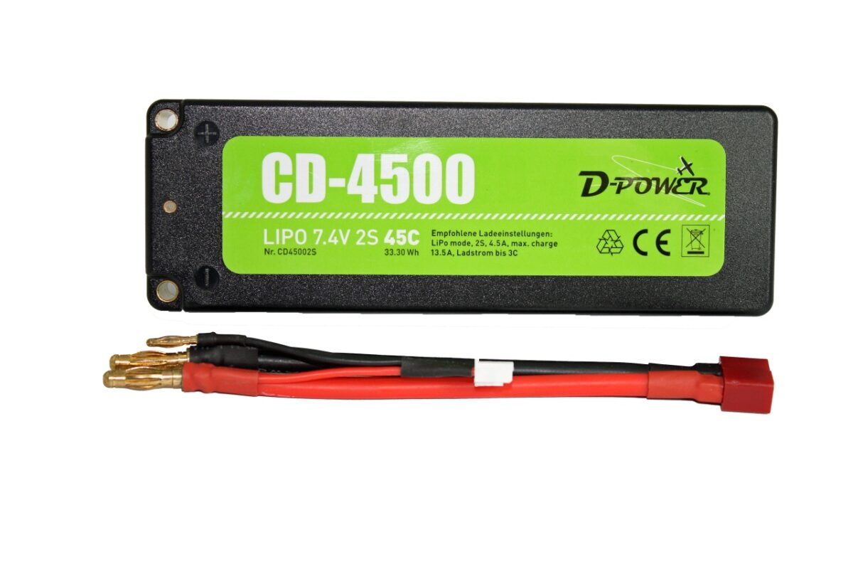 D-Power CD-4500/2S Lipo 7.4V 2S 45C mit T-Stecker | # CD45002S
