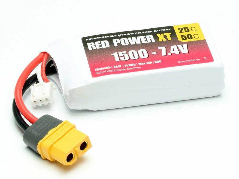 RED POWER LiPo Akku RED POWER XT 1500 – 7,4V | # 15414