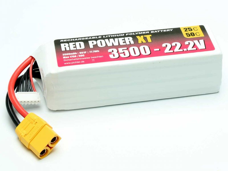 RED POWER LiPo Akku RED POWER XT 3500 – 22,2V | # 15431