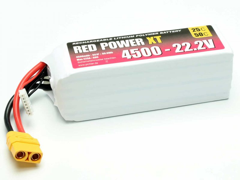 RED POWER LiPo Akku RED POWER XT 4500 – 22,2V | # 15436