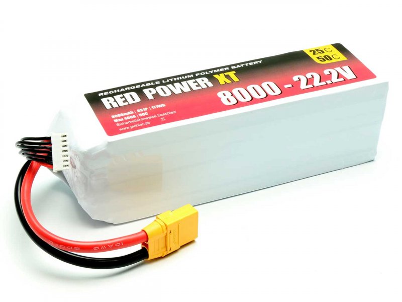 RED POWER LiPo Akku RED POWER XT 8000 – 22,2V | # 15448
